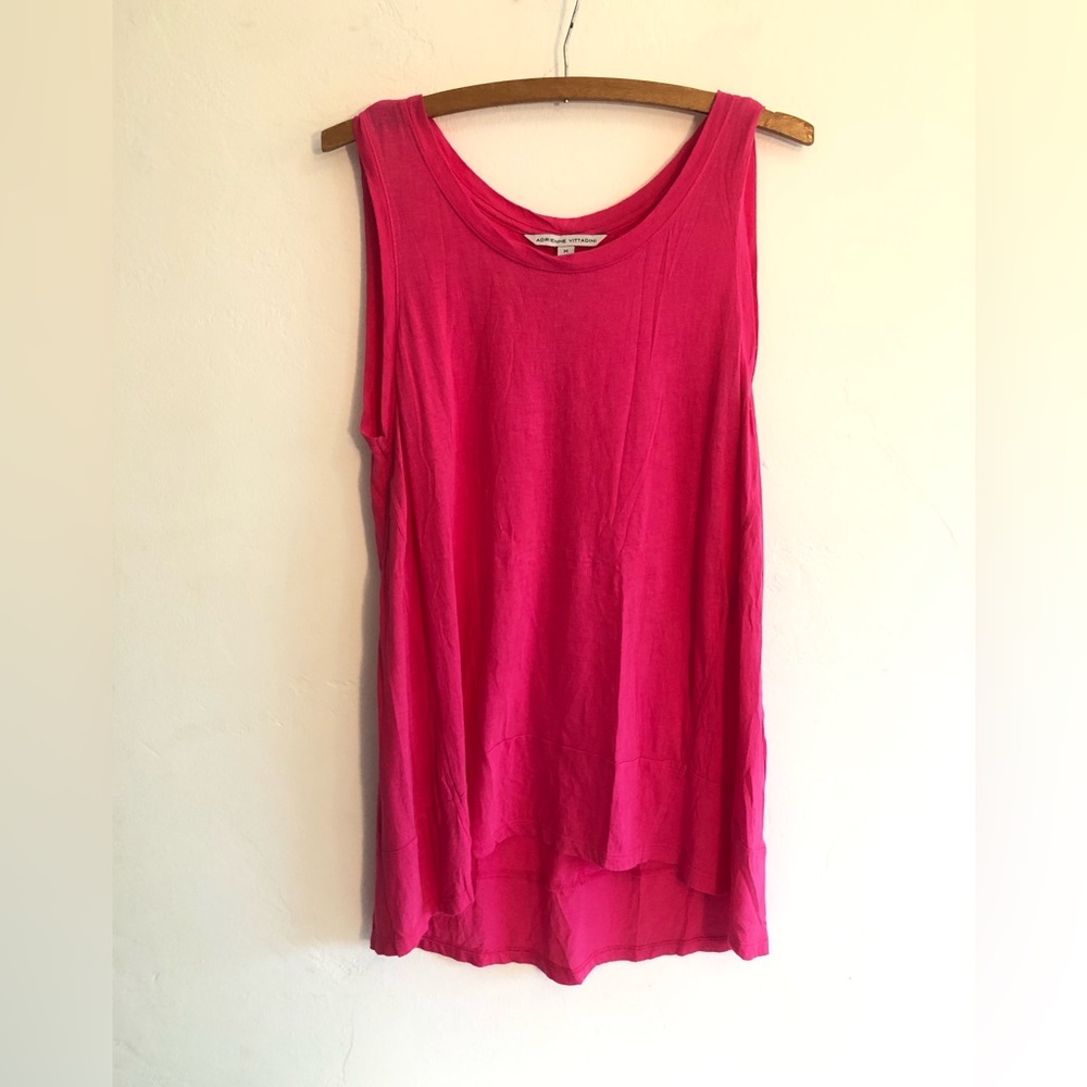 Adrienne Vittadini Shirt Womens M Berry Pink Sleeveless Tank High Low Hem